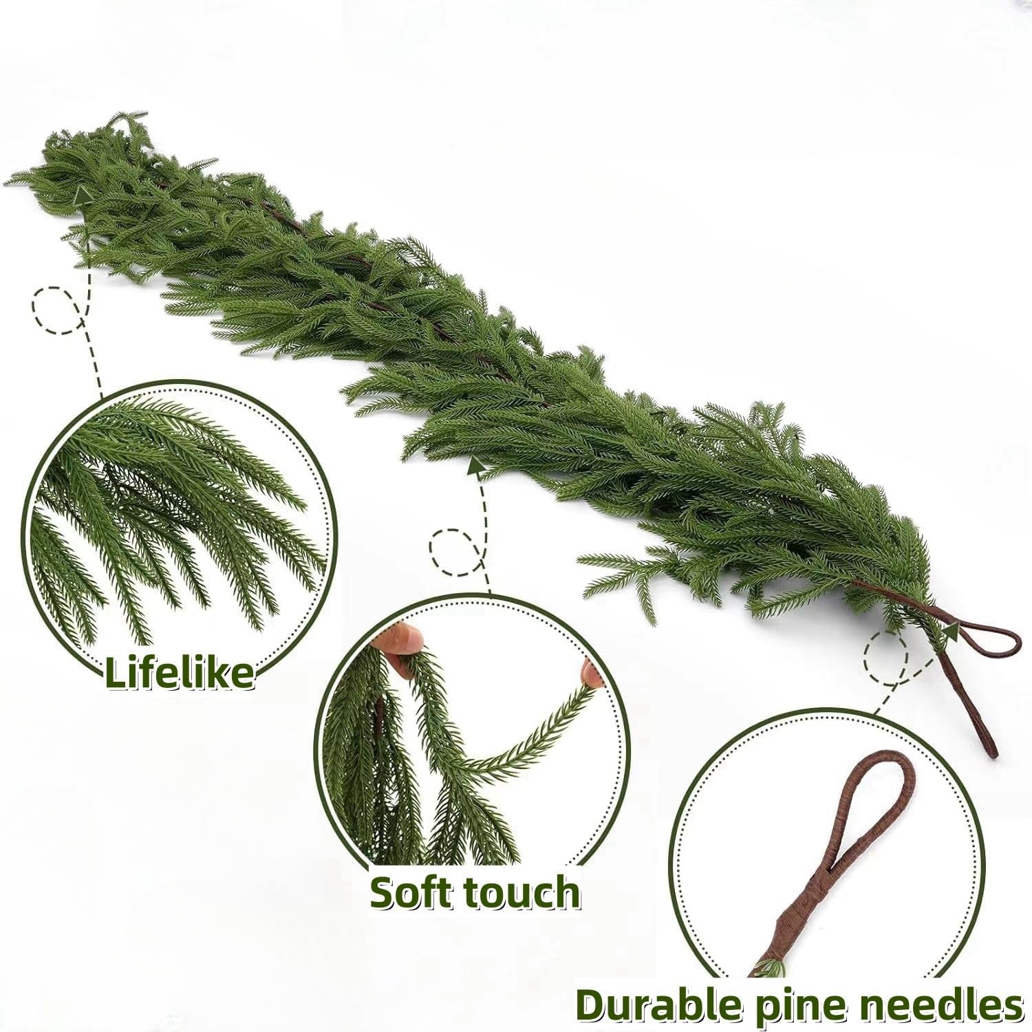 Artificial Real Touch Deluxe Norfolk Pine Garland Christmas Garland for Mantle Garland Greenery Christmas Garlands 106''(1pcs)
